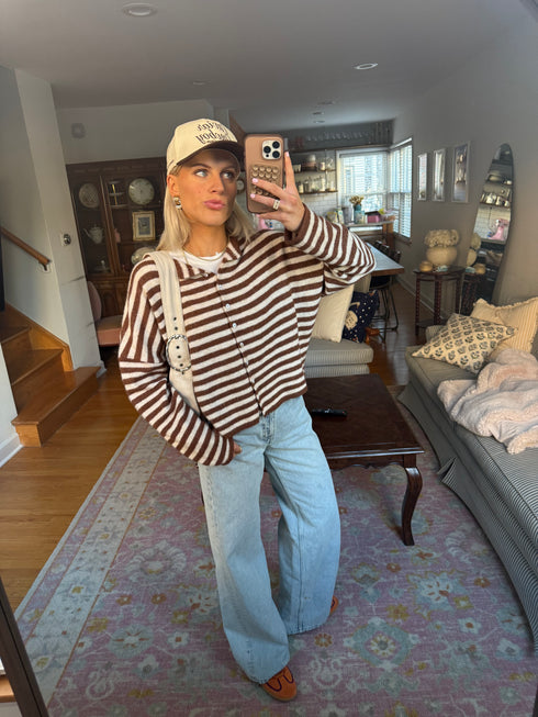 Coco Cutie Cardigan // Brown Stripe